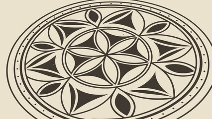 Poster - Geometric flower of life pattern sacred geometry mandala design vector illustration art and drawing