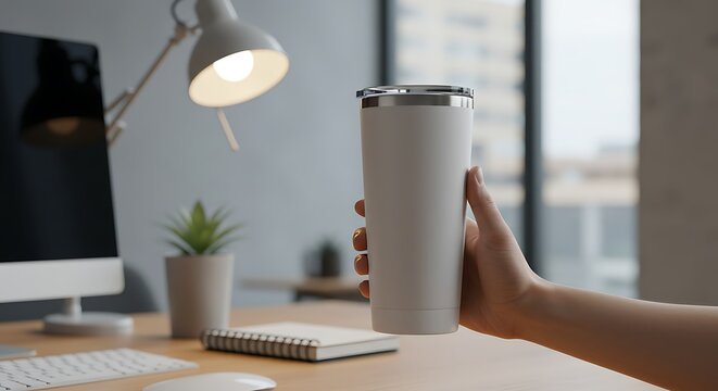 White Travel Mug Mockup Perfect for Branding and Design