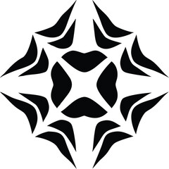 Aufkleber - Abstract Black and White Geometric Design Symmetrical Pattern Four Pointed Star Shape Mandala Style Graphic Element