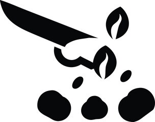 Aufkleber - Black Knife Pouring Coffee Beans Abstract Graphic Design Illustration white