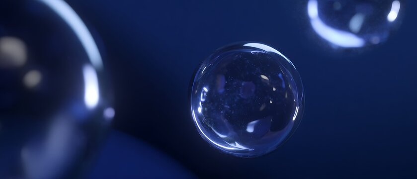 Floating spheres of translucent blue light.