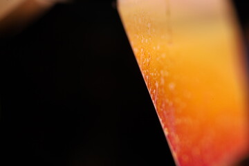 Fototapete - Orange coloured liquid surface, fluid effect, bright chemistry, one line