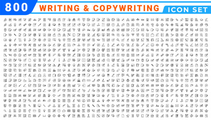 Poster - Writing Editable Icons set. Vector illustration in modern thin line style of text related icons: documents, tools, literature, and more. Pictograms and infographics for mobile apps.
