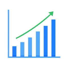 Poster - Bar chart with upward trend arrow isolated on transparent background