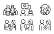 © GRACE - Couple Communication Icons. Outline vector icons of couple communication: shared couch, love chat, trust