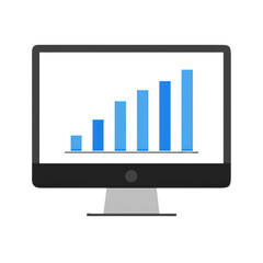 Poster - Computer monitor displaying a growing bar chart isolated on transparent background