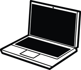 Fototapete - Laptop: A sleek and modern laptop with a blank screen, rendered in high-contrast black and white, symbolizing technology, communication, and accessibility. 