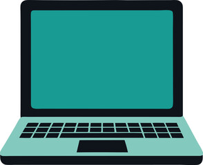 Fototapete - Digital Canvas: An elegant laptop, presented with simplicity, its vibrant screen promising endless possibilities and the dawn of digital solutions.