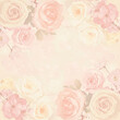 © RJ - Creativity - Flower background in soft pastel with roses, peonies, and cherry blossom, light-feel watercolor texture, light pink and cream color, elegant and romantic mood