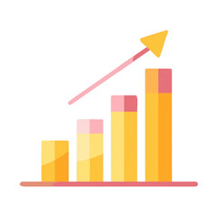 Poster - Growing bar chart with upward arrow isolated on transparent background