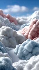 Poster - A tranquil environment showcases soft pastel gradients that form a serene, arctic hill landscape with elegant curves and minimalistic style