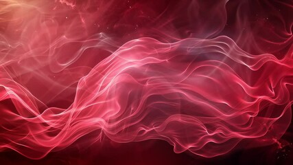 Poster - Red smoke or plasma waves flow and glowing in an abstract 3D space. Wavy lines and particles create a mysterious backdrop animation.