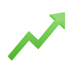 Poster - Green upward trending graph arrow isolated on transparent background