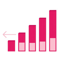 Poster - Rising bar chart with arrow indicating growth isolated on transparent background