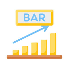Poster - Bar chart with upward arrow and bar sign isolated on transparent background