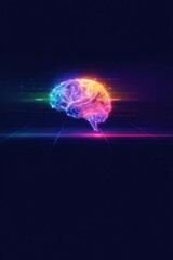 Fototapete - Colorful digital representation of a human brain.