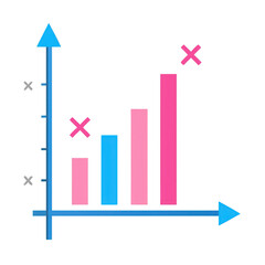 Poster - Bar chart with increasing values and crosses isolated on transparent background