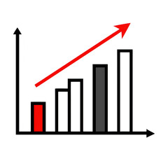 Poster - Bar chart with upward trending red arrow isolated on transparent background