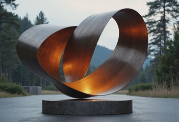 Fototapete - Levitating metal sculpture showcasing artistic design and elegance