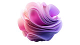 Vibrant abstract 3D sphere with wavy layers in pink and purple colour on white background 
