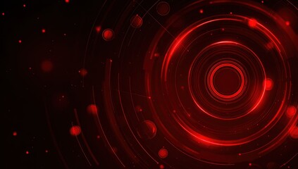 Poster - Glowing red digital technology background vector presentation design with circular shapes and a black color scheme Generative AI