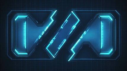 Fototapete - Futuristic Neon Logo Design: Abstract Blue Glowing Lines and Shapes
