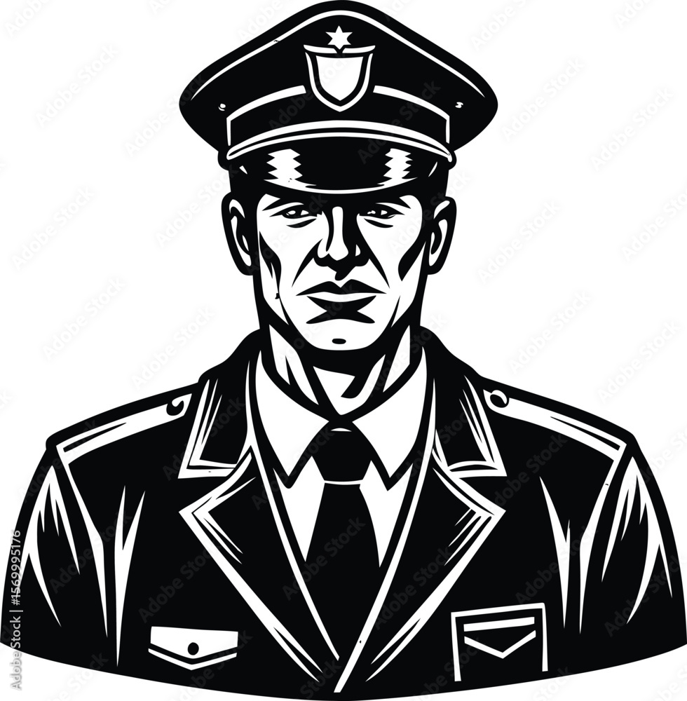 Strong Police Officer A Stern Police Officer In A Crisp Uniform And