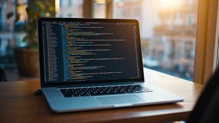 Laptop displaying code