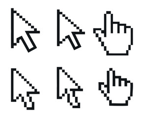 Fototapete - Pixelated Mouse Cursor Icons vector illustration of an white background with hearts