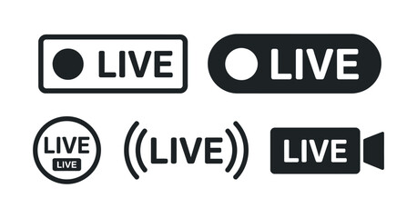 Fototapete - Set of Live Streaming Icons vector illustration of an white background with hearts