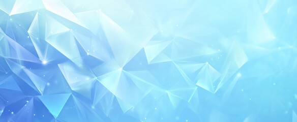 Poster - Abstract Blue Crystalline Geometry: A Serene Digital Art Piece