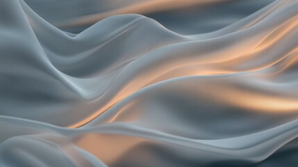 Poster - Soft fabric texture with gentle waves illuminated by warm light in a serene setting