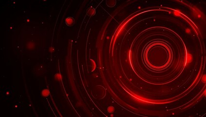 Poster - Glowing red digital technology background vector presentation design with circular shapes and a black color scheme Generative AI