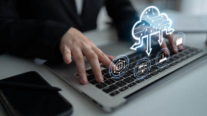 Poster - Cloud computing enables digital growth with secure data storage, scalable infrastructure, and strategic cloud-based business solutions. Latch