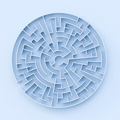 Poster - Circle labyrinth concept. Circle maze structure. Top view of an 3d rendered circle maze.