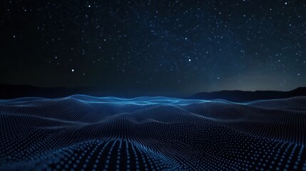 Poster - Abstract digital landscape with a starry sky creating a cosmic ambiance