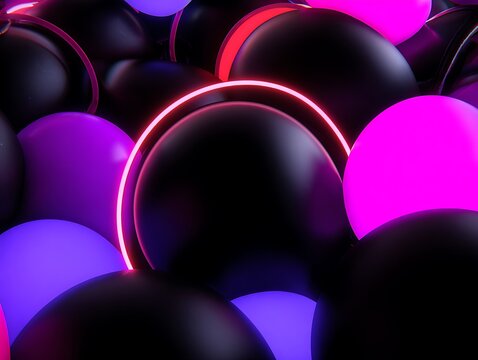 Abstract design of vibrant spheres with glowing outlines.