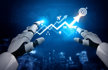 Poster - AI drives business growth by analyzing trends, forecasting outcomes, identifying goals, and guiding decisions to achieve optimal strategic success. Vouch