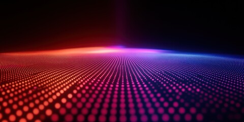 Aufkleber - Abstract Glowing Particle Grid Landscape with Dynamic Red and Blue Hues