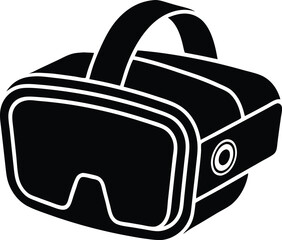 Fototapete - VR Goggles: A high-contrast silhouette of virtual reality goggles, embodying the cutting-edge innovation of digital immersion and technological advancement.