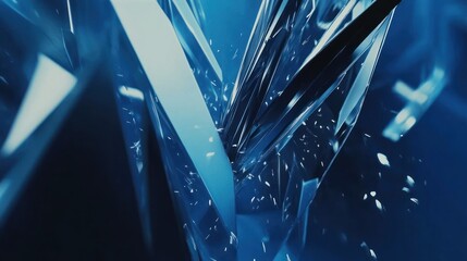 Aufkleber - Abstract blue crystalline structure, sparkling light particles illuminating multifaceted surfaces