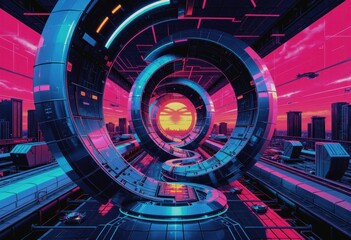 Fototapete - Dynamic abstract patterns with kinetic movement and vibrant colors