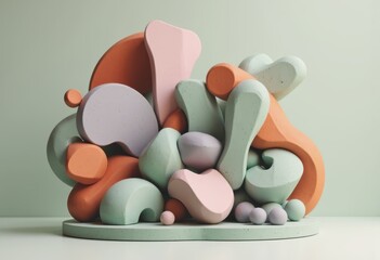 Poster - Dynamic geometric abstraction with architectural precision in pastel colors