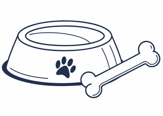 Poster - Vector illustration of dog bowl and bone in simple flat design with transparency on a white background
