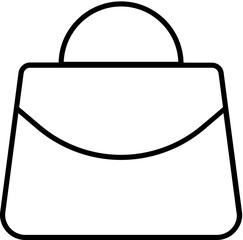 Poster - Illustration of a simple black and white handbag with a rounded handle and curved flap design image