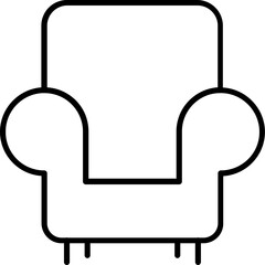 Poster - Illustration of a simple armchair with rounded armrests and short legs in a minimalist style drawing