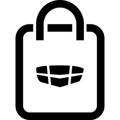 Poster - Illustration of a black shopping bag with a geometric logo in the center on a white background