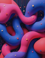 Fototapete - Organic shapes in vibrant experimental colors creating a dynamic composition