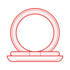 Poster - Illustration of a round compact mirror with a red outline and a simple base design element present