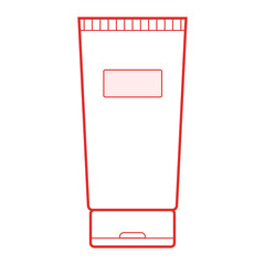 Poster - Illustration of a squeeze tube with a cap and a rectangular label outlined in red on a white background
